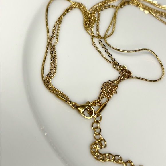 18k over stainless steel dainty evil eye hand layer necklace set - Picture 4 of 6